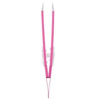 Green Bell GT-235 Amazingly smooth tweezers with angled tips, sheer pink
