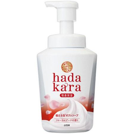 Lion hadakara body soap, foam type, floral bouquet scent