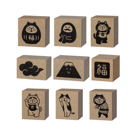 DECOLE FUKUMONOはんこ 体育座りダルマスタンプ