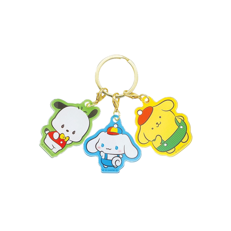 T'S FACTORY Sanrio 3 Character Keychain Pochacco, Cinnamon, Pompompurin B