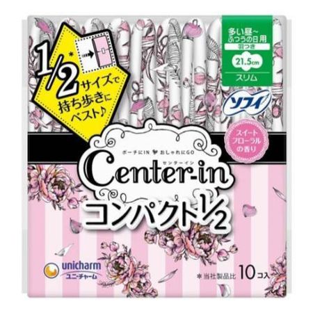 소피 센터인 컴팩트 1/2 스위트 플로랄 향기 많은 낮 ~ 보통의 일용 슬림 10 개입 ( 깃털 21.5cm )