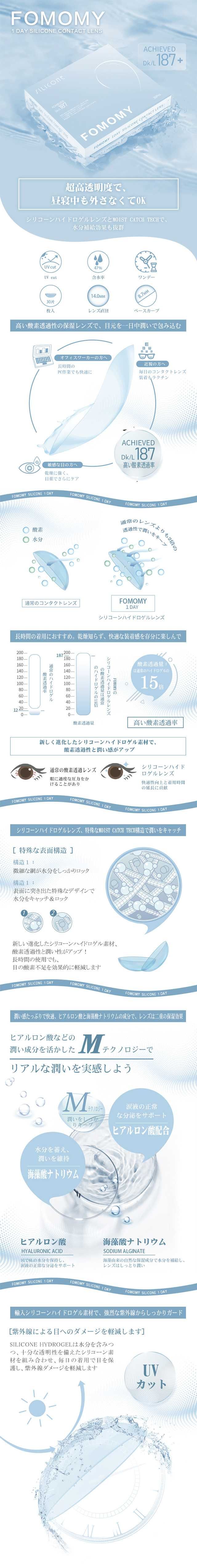 FOMOMY SILICONE clear 1day [Contact lenses / Daily disposable / Prescription available / 30 lenses]