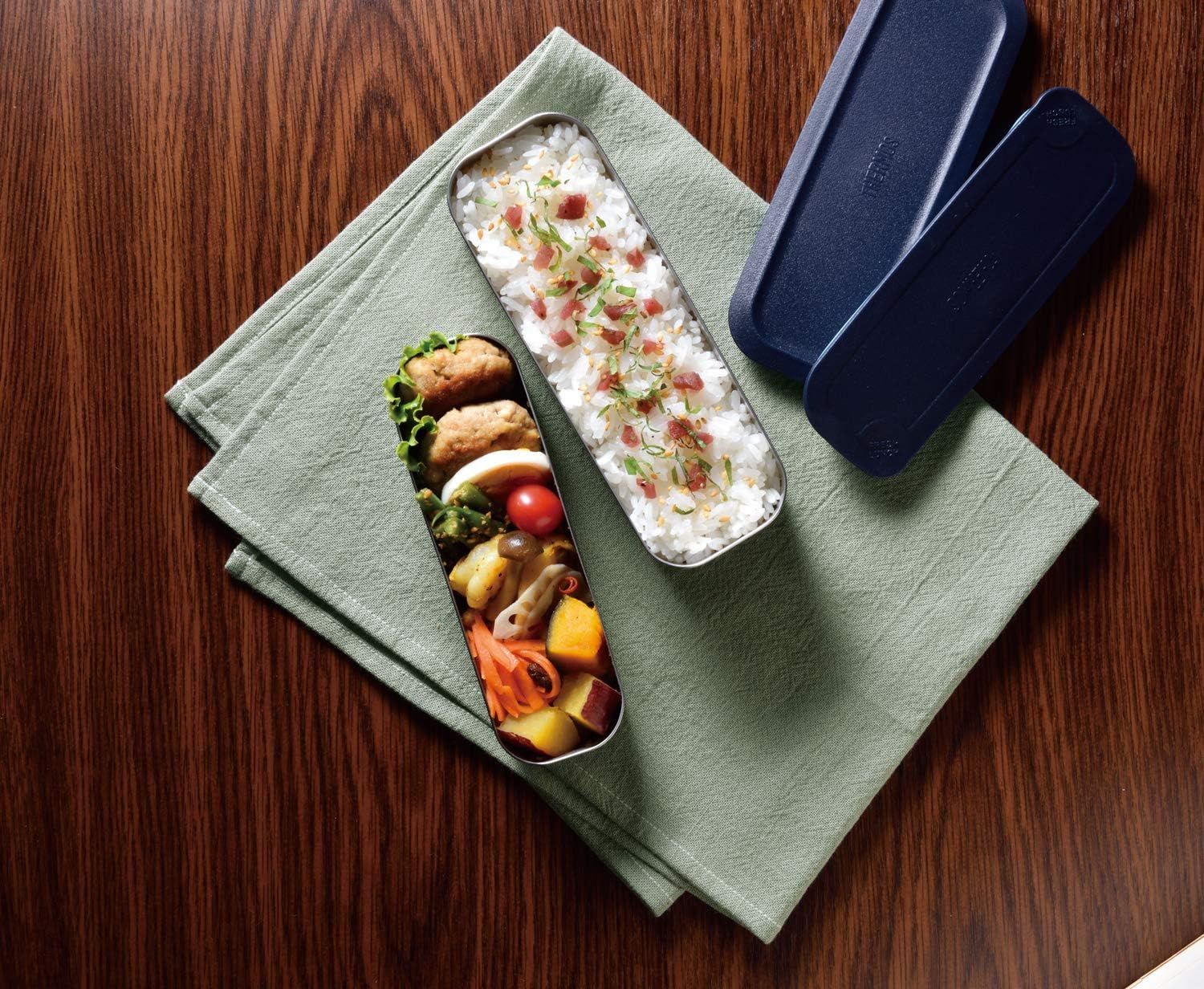 THERMOS 써모스 도시락 상자 2단 슬림 프레쉬 런치 박스 635ml 네이비 체크 DSA-604W NC