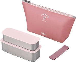 THERMOS 2-Tier Slim Fresh Lunch Box, 635ml, Dusty Pink, DSA-604W DTP