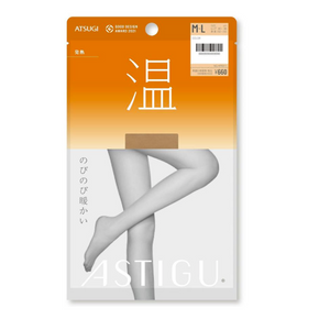 ASTIGU（保暖）發熱長筒襪，彈性保暖款（M-L碼）女士 ASTIGU / 透明米色 - 323