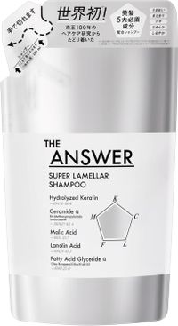 THE ANSWER Super Lamellar Shampoo Refill, 320ml, Bergamot & Daphne Scent, Formulated with 5 Essential Ingredients for Beautiful Hair, Improves Hair Quality, Curly Hair, Silicone-Free Formula, Kao