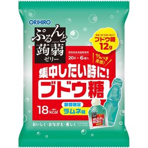 ぷるんと蒟蒻ゼリーパウチ ブドウ糖ラムネ味 20g×6個