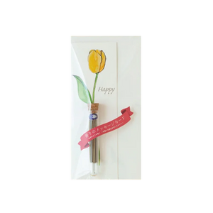 Yuuyuan Fragrance Message Card with Single Incense Stick and Incense Holder: "Happy" Tulip