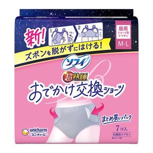 SOFY Super Sleep Outing Replacement Panties, ML Size, 7-Pack
