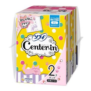 センターイン ふわふわ ふつうの日用 羽なし 21cm 24枚入×2個