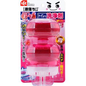 Gekiochi-kun Tank ni Pon Toilet Cleaner, Peach, 1 main unit + 1 refill