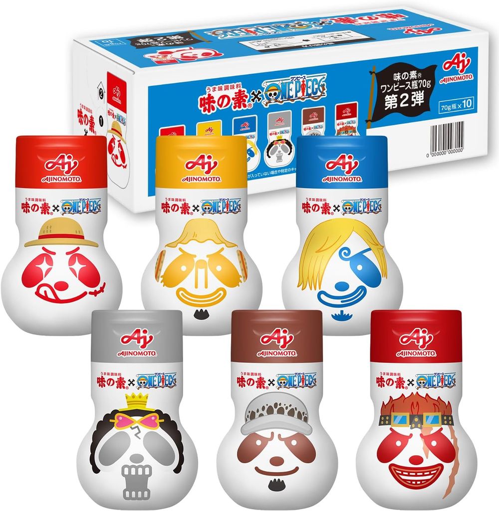 【기간 한정】 우마미 조미료 「AJINOMOTO」 원피스 병 70g 제2탄 10개입 볼 ONE PIECE 애니메이션 25주년 콜라보레이션