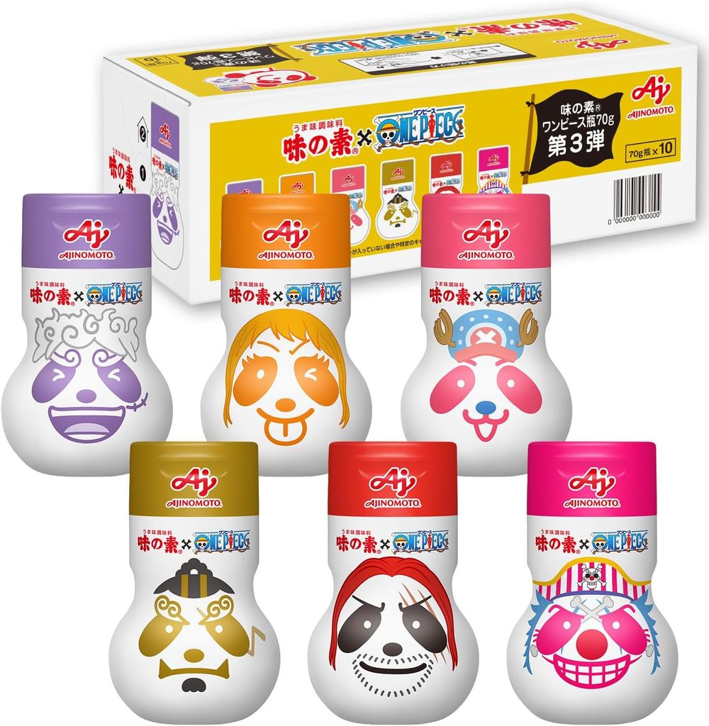 【기간 한정】 우마미 조미료 「AJINOMOTO」 원피스 병 70g 제3탄 10개입 볼 ONE PIECE 애니메이션 25주년 콜라보레이션
