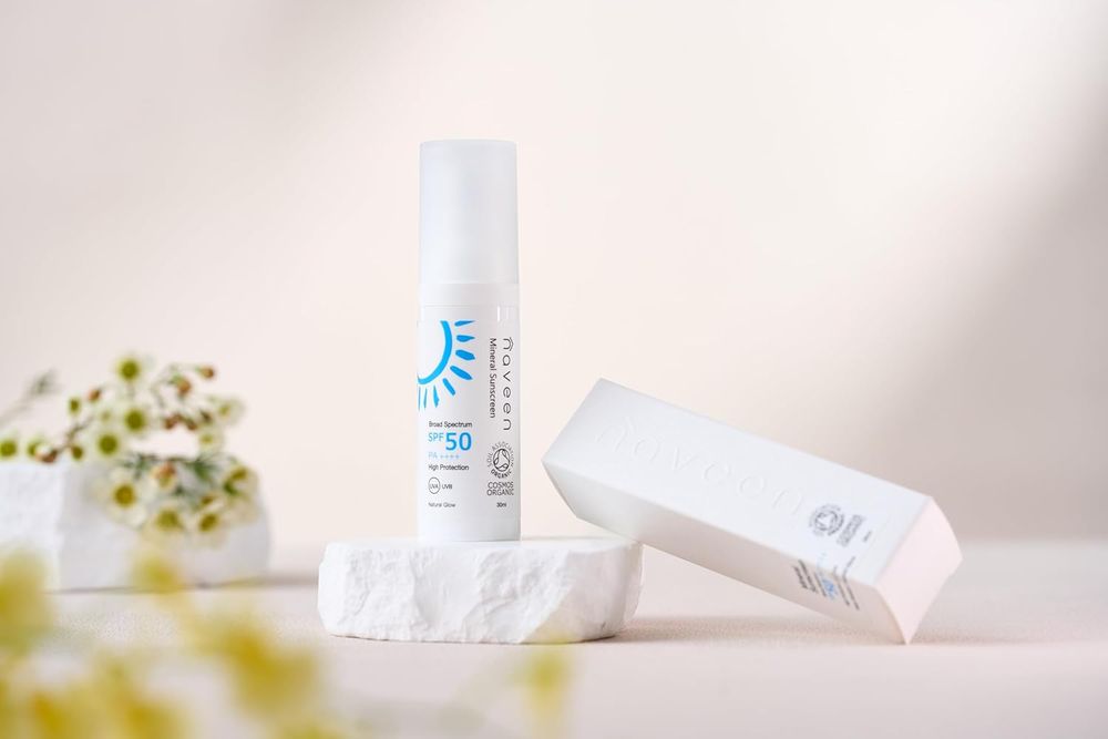 NAVEEN 矿物防晒妆前乳 SPF50_30ml 防水 100% 天然成分 有机