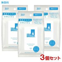 SEA BREEZE面部及身体湿巾,无香型,30 片 x 3 包(独立包装 JAN:4550516475565)