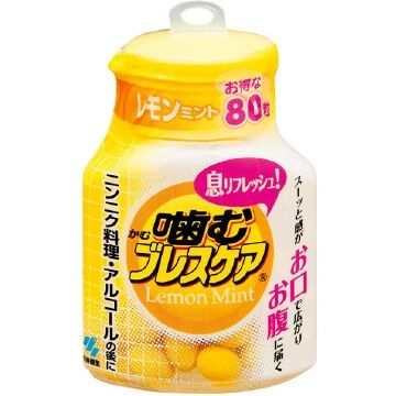 小林製藥咀嚼式口氣清新劑 瓶裝 檸檬薄荷口味 80片