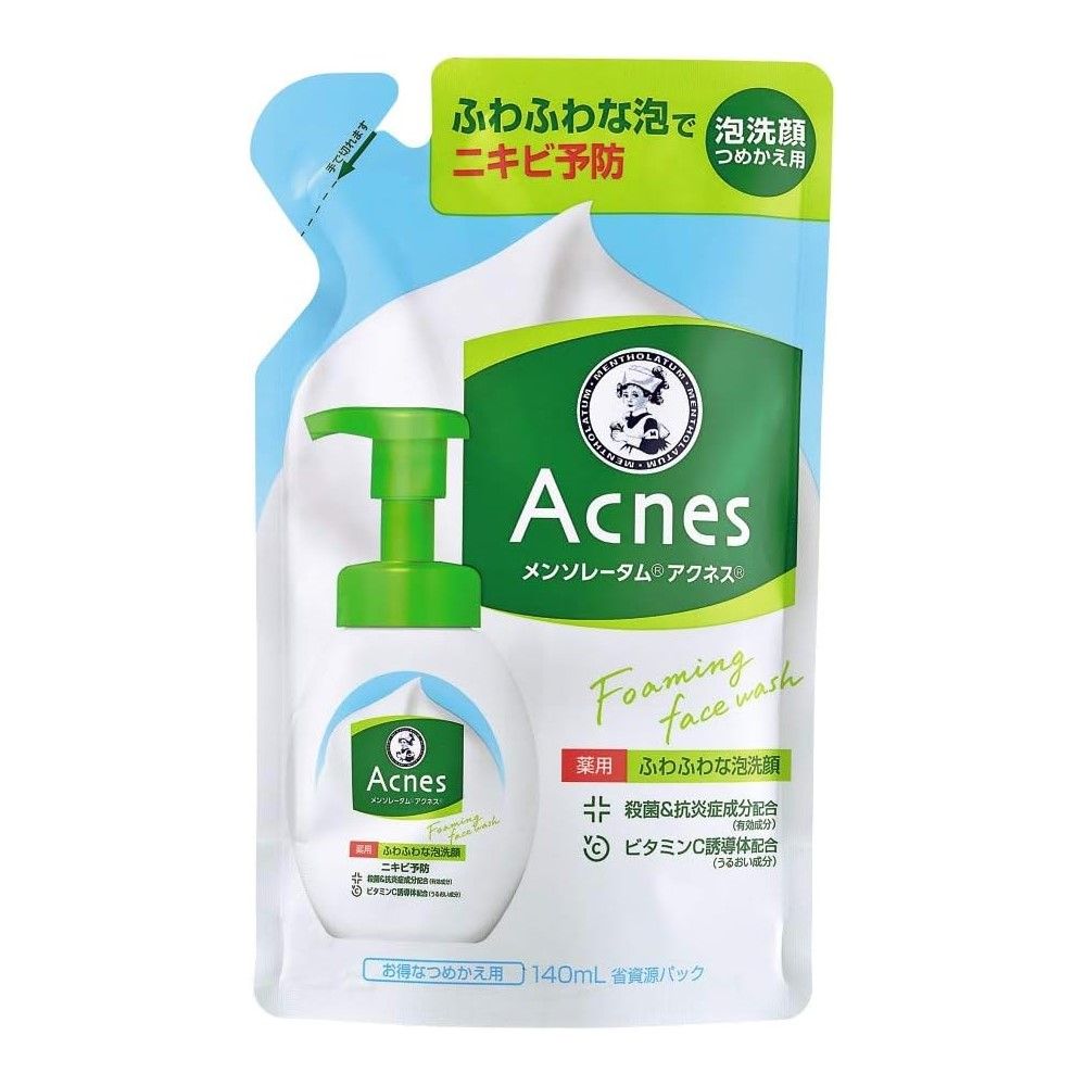 Rohto Pharmaceutical Mentholatum Acnes Medicated Fluffy Foam Face Wash Refill (140 mL)