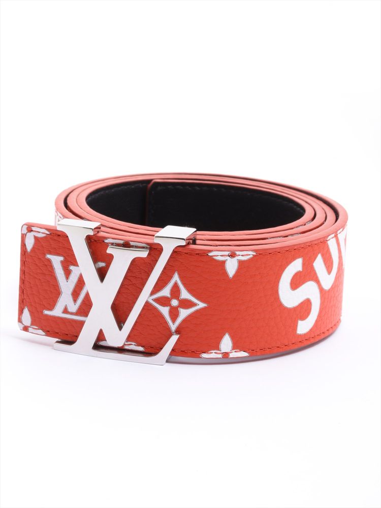 Used goods] Vuitton × Supreme belt 95/38 leather Red LV initials MP015T  with BP2127 boxes ｜ DOKODEMO