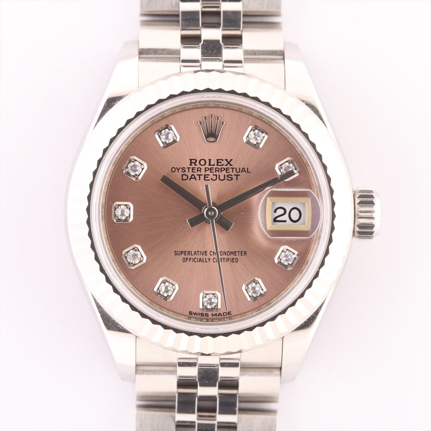 Pre Owned ロレックス デイトジャスト レディース g Ss Wg At ピンク文字盤 あまりごま4 Dokodemo