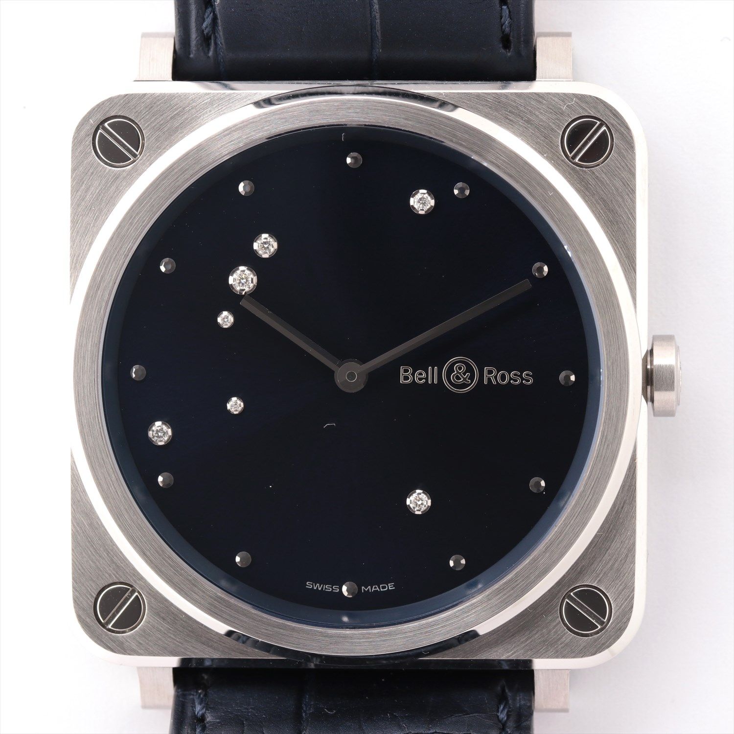 Pre Owned ベルアンドロス ダイヤモンドイーグル Brs 64 S De Ss 革 Qz 青文字盤 Dokodemo