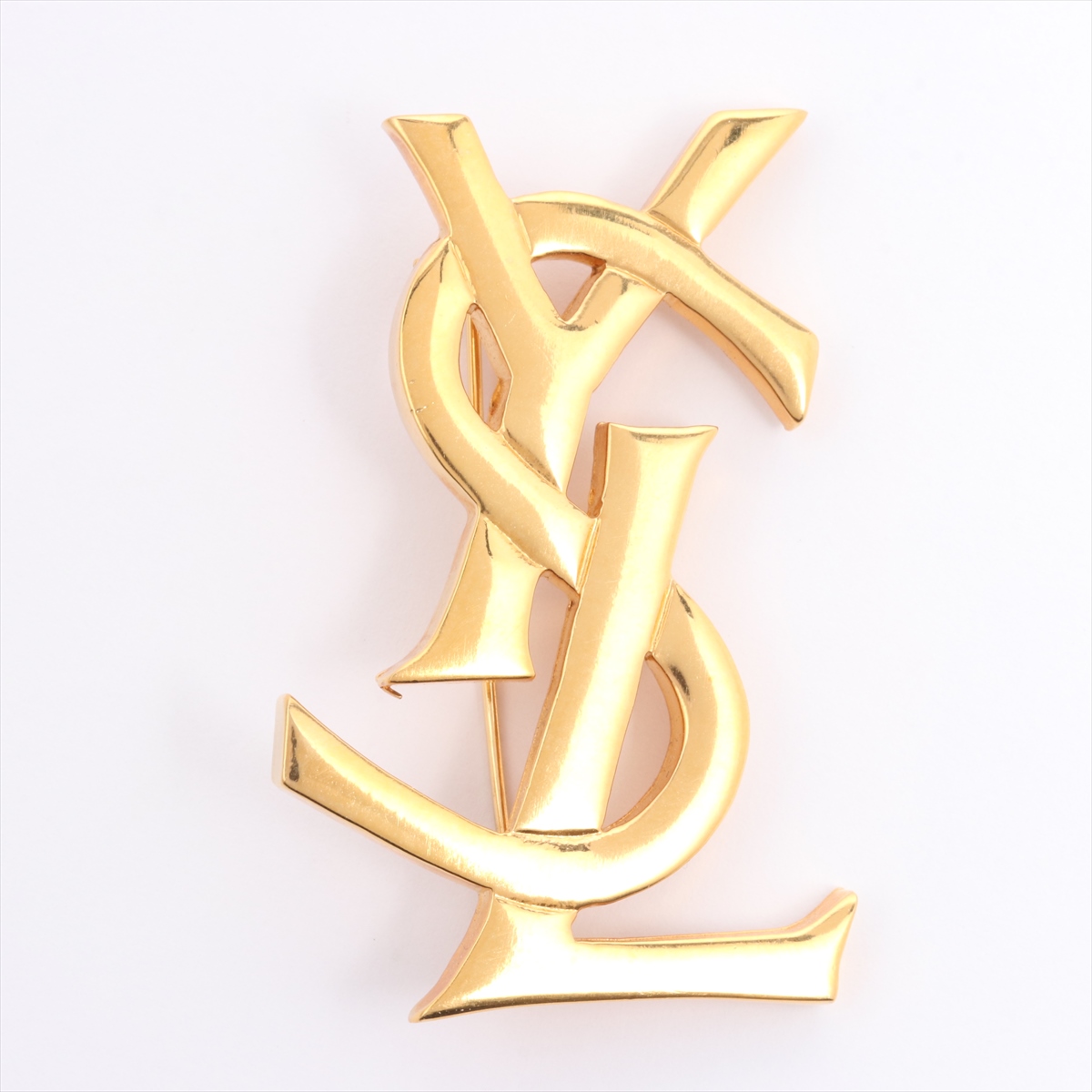 極美品 イヴサンローラン ブローチ カサンドラロゴ YSL ビジュ 刻印-