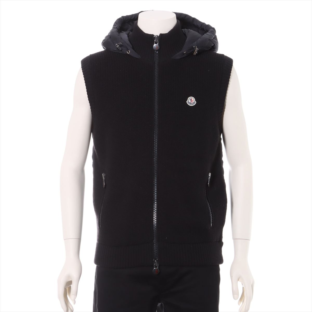 Pre Owned モンクレール 15年 ニット ダウンベスト L メンズ ブラック Dokodemo