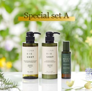 [Special Set A] SUNA BIOSHOT Scalp Essence Double Black (100ml) + Shampoo Premium II (400ml) + Treatment Premium II (400ml)