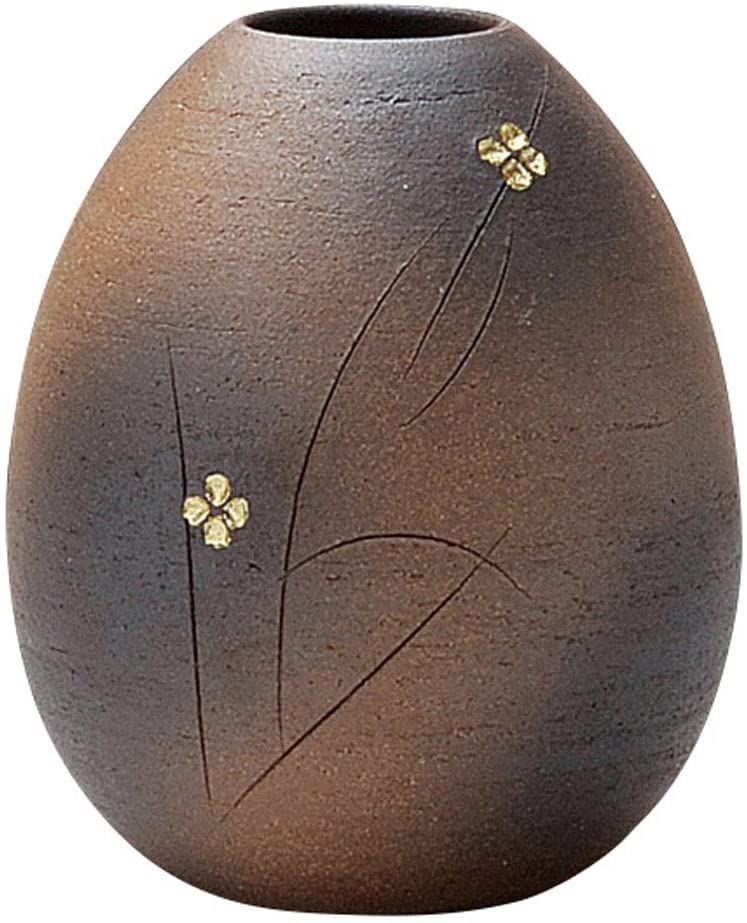 Marui Ceramics 丸伊製陶 信樂燒 へちもん 花瓶 花器 大型 棕色 夏目花紋 陶器 MR-1-2513