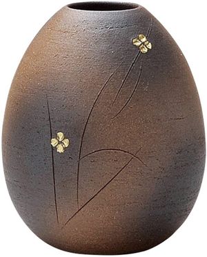 丸伊製陶 信楽焼 へちもん 花瓶 フラワーベース 大きい 茶色 ナツメ花紋 陶器 MR-1-2513