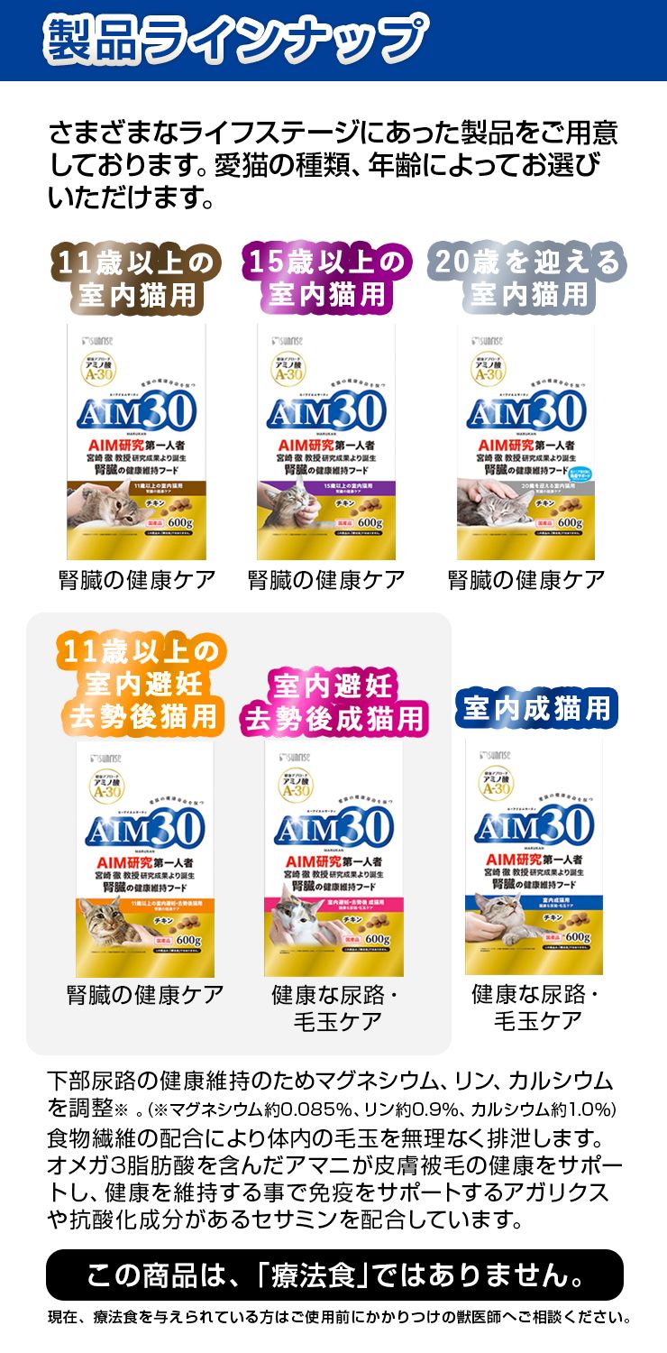 AIM30　20歳を迎える室内猫用　腎臓の健康ケア　おためしパック