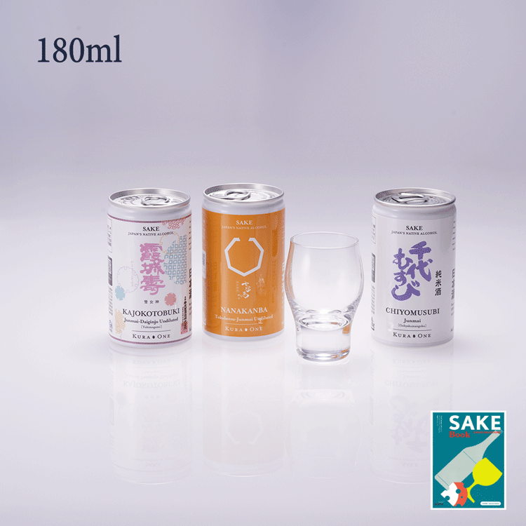 id10 japan KURA ONE KURA ONE®盒 - 醇香清酒 3 個品牌 (180毫升*3) + 木本玻璃酒器 es Rock 01 (100毫升*1) *含清酒書