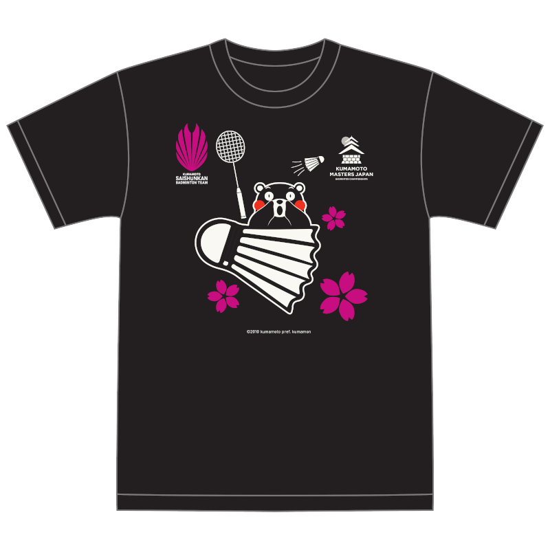 再春館製薬所 バドミントン 熊本マスターズジャパン2024 SAKURA Tシャツ くまモンver. ブラック　1枚