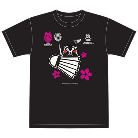 Saishunkan Pharmaceutical Badminton Kumamoto Masters Japan 2024 SAKURA T-shirt Kumamon version Black 1 piece