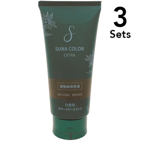 【3개 세트】SUNA 칼라 트리트먼트 EX 백발용 180g 내츄럴 브라운