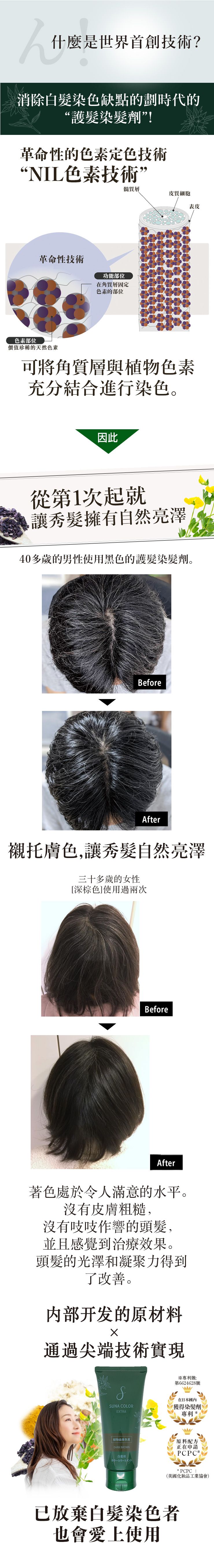 [3件套裝] SUNA 染髮劑 EX （灰髮專用）180g 天然棕