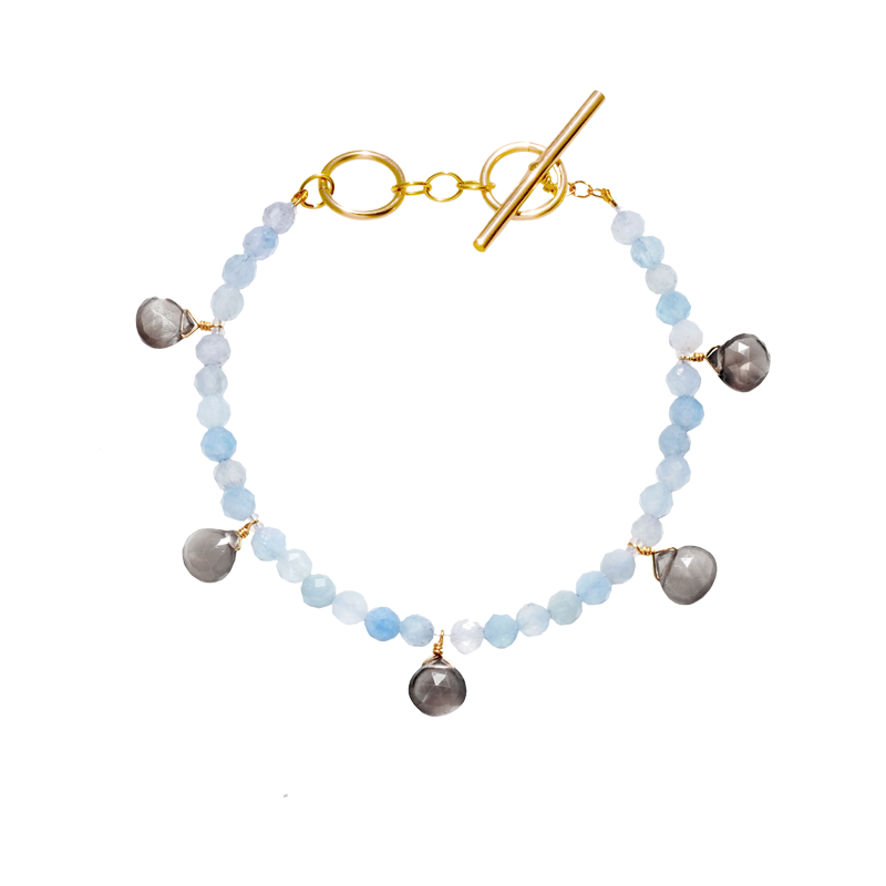 NATURALI JEWELRY 팝핑 스톤 팔찌 (문 스톤 & Aquamarine)