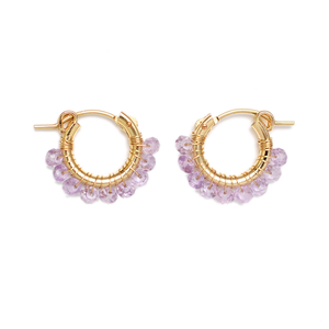 NATURALI JEWELRY 핑크 자수정 감기 후프 귀걸이 S