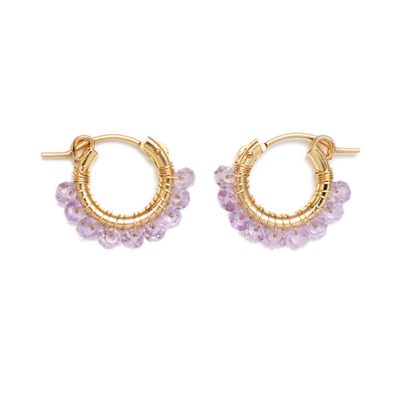 NATURALI JEWELRY ピンクアメジスト巻きフープピアス S