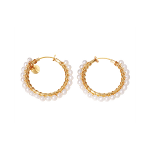 NATURALI JEWELRY 진주 감기 후프 귀걸이 M