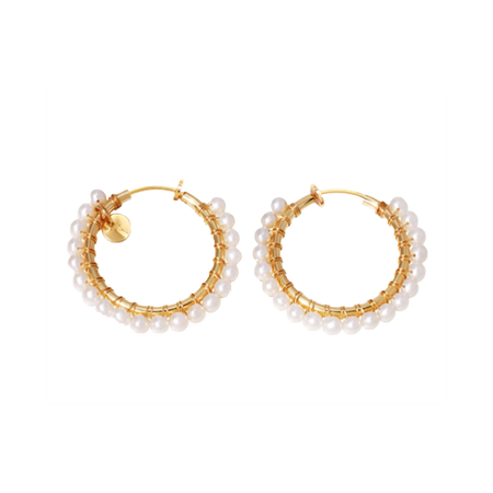 NATURALI JEWELRY 진주 감기 후프 귀걸이 M