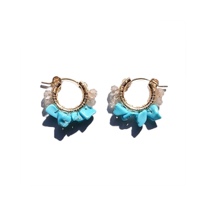 NATURALI JEWELRY ターコイズ＆ラブラドライト巻きフープピアス