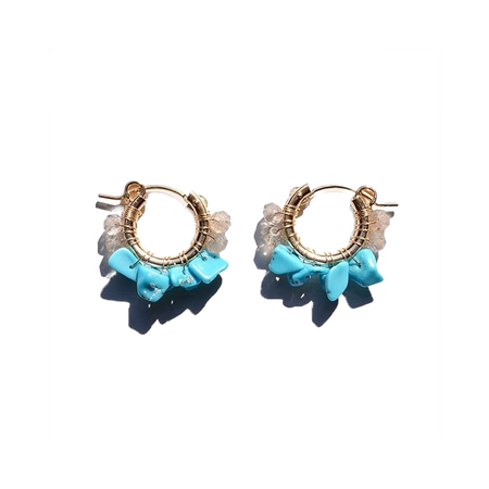 NATURALI JEWELRY 청록색 & 래브라도 라이트 감기 후프 귀걸이