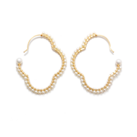 NATURALI JEWELRY 橢圓形花朵環繞珍珠耳環 嬰兒款 M