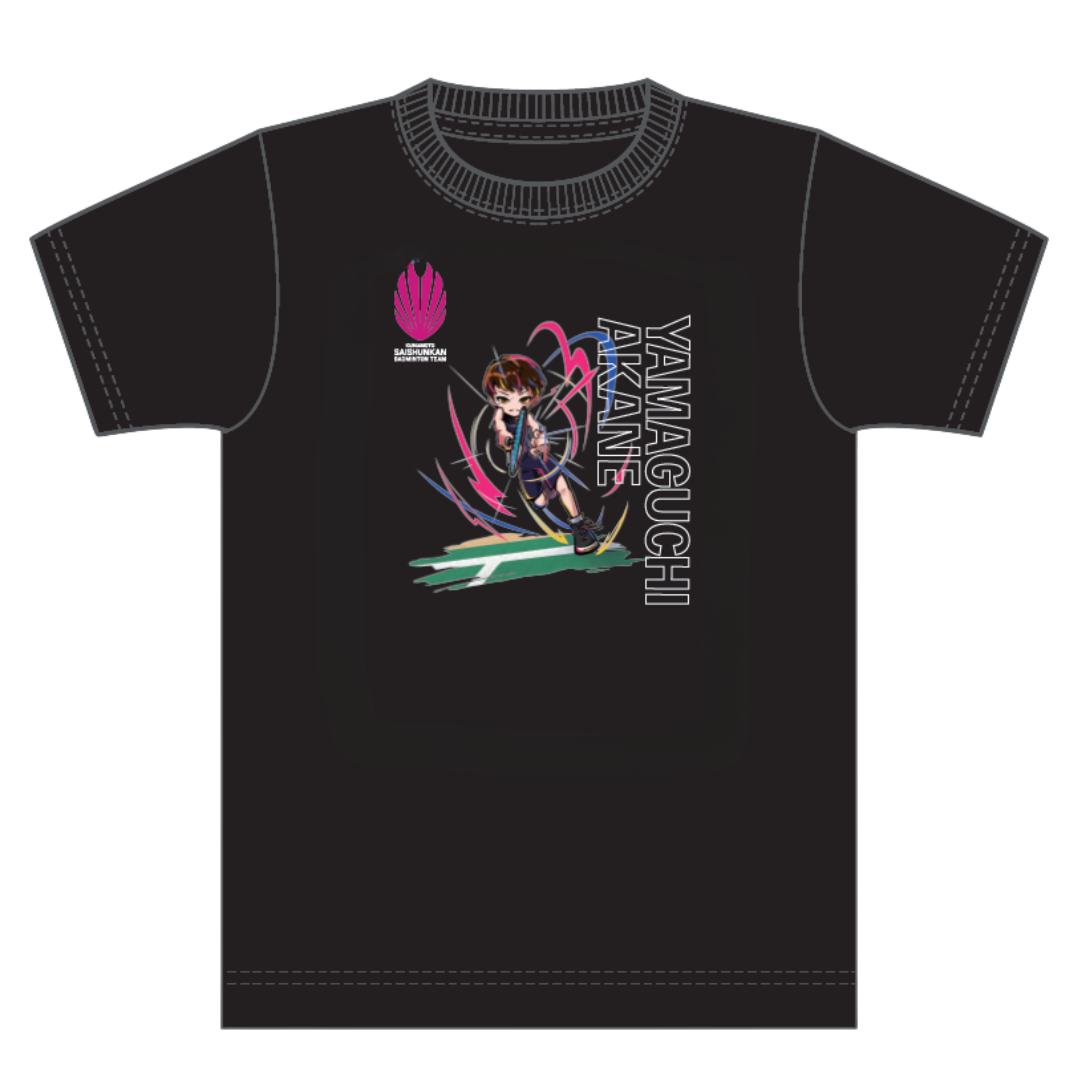 Akane Yamaguchi Caricature T-shirt 2025 version, black