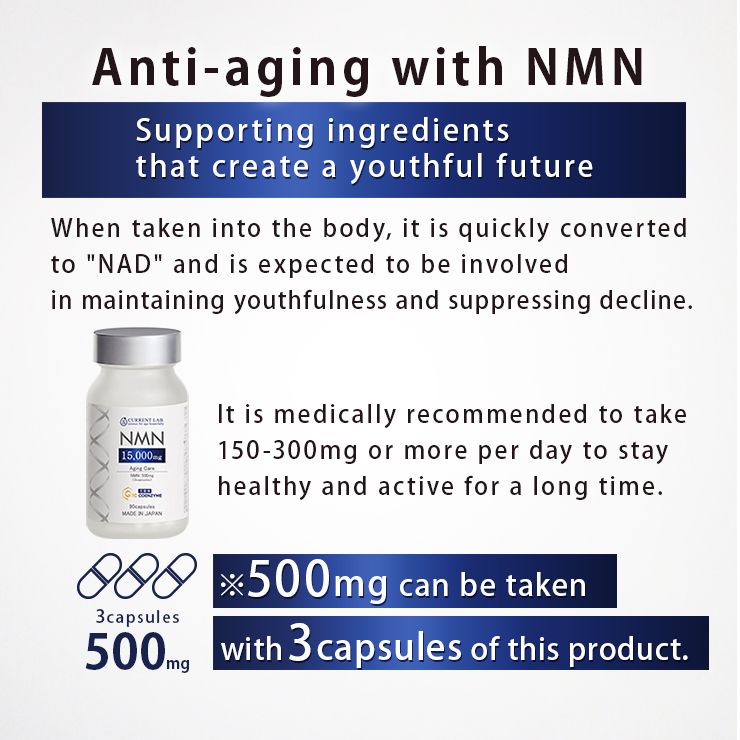 [Set of 3] Current Lab NMN15000+Coenzyme Q10 90 tablets