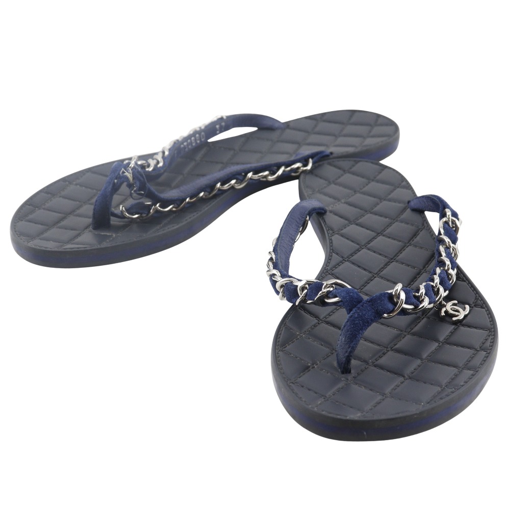 Pre-owned Chanel COCO Mark beach sandals with chain, G30880