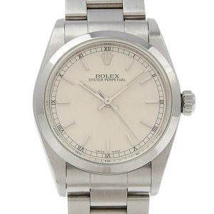 Pre-owned ROLEX Oyster Perpetual watch, caliber 2230, 77080, stainless steel, Swiss-made, automatic, silver dial, Oyster Perpetual, for boys.