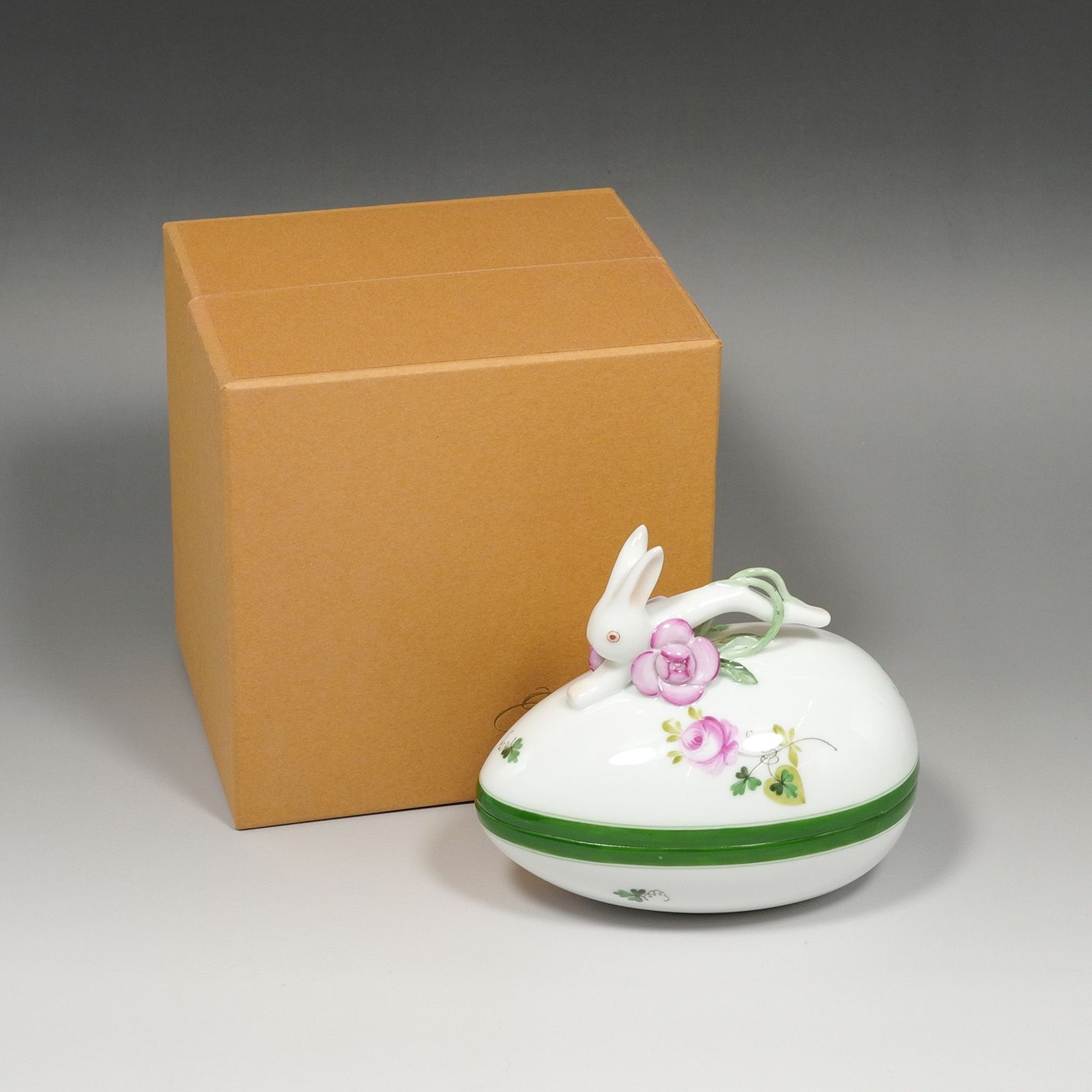 Herend - 【HEREND】ヘレンド ウィーンの薔薇 ラピット 卵型ボックス 小物入れ 6053/VRH _ 置物 オブジェ ヘレンド HEREND ウィーンの薔薇 置物 オブジェ ラピット 卵型