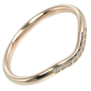 Tiffany & Co. Curved Band Ring, Size 16.5, 18K Pink Gold with Diamonds, Approx. 2.82g, Pre-Owned, Men's