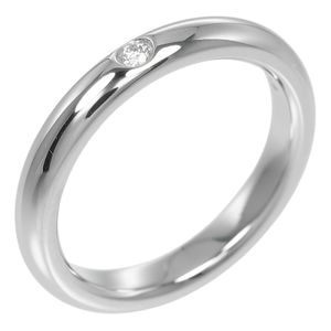 Pre-owned Tiffany & Co. Stacking Band Ring, Size 6.5, Pt950 Platinum with Diamonds, Approximately 5g, Women's
